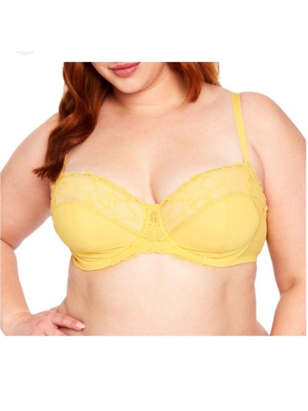 Frederick's of Hollywood Yellow Lace Underwire Bra 32DD